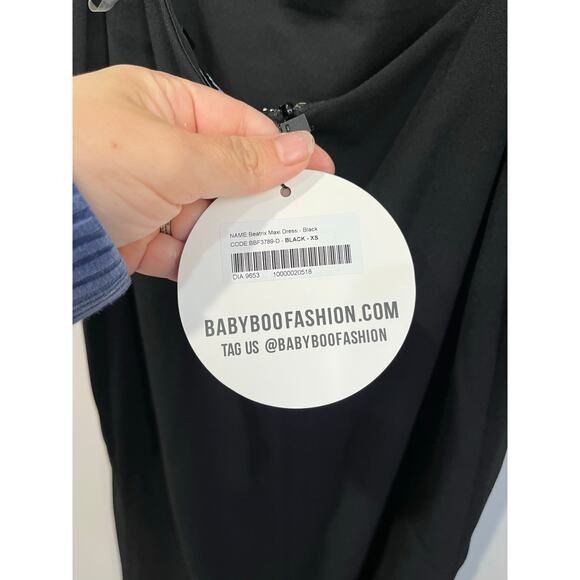 Babyboo Beatrix Maxi Dress Black Slit Formal Evening Gown NWT XS Y2K - Picture 7 of 10